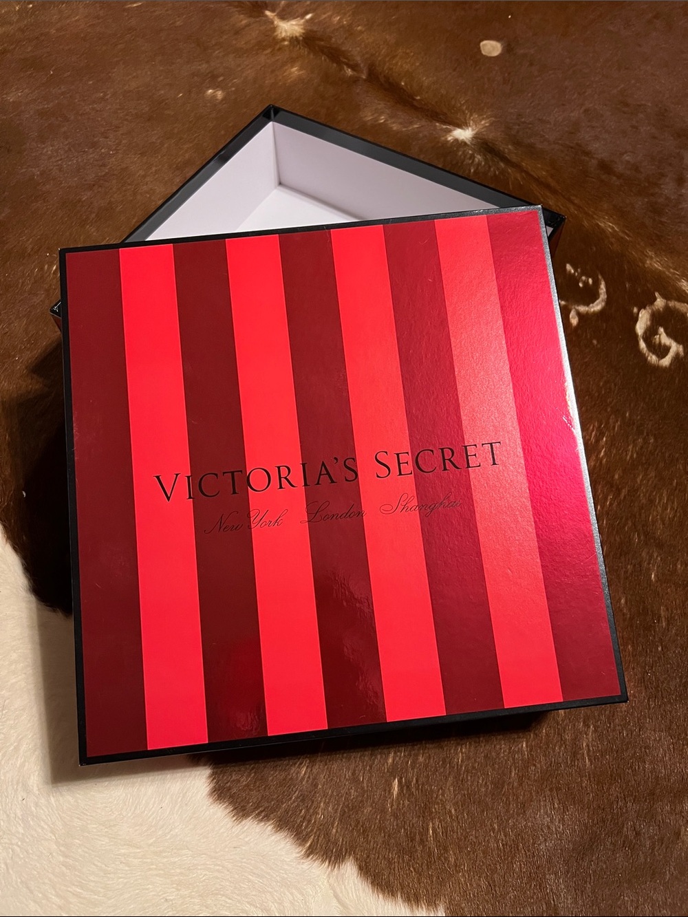 Victoria's Secret Red and Dark Red Striped Gift Box